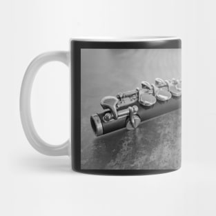 Wooden flute on wooden table Mug